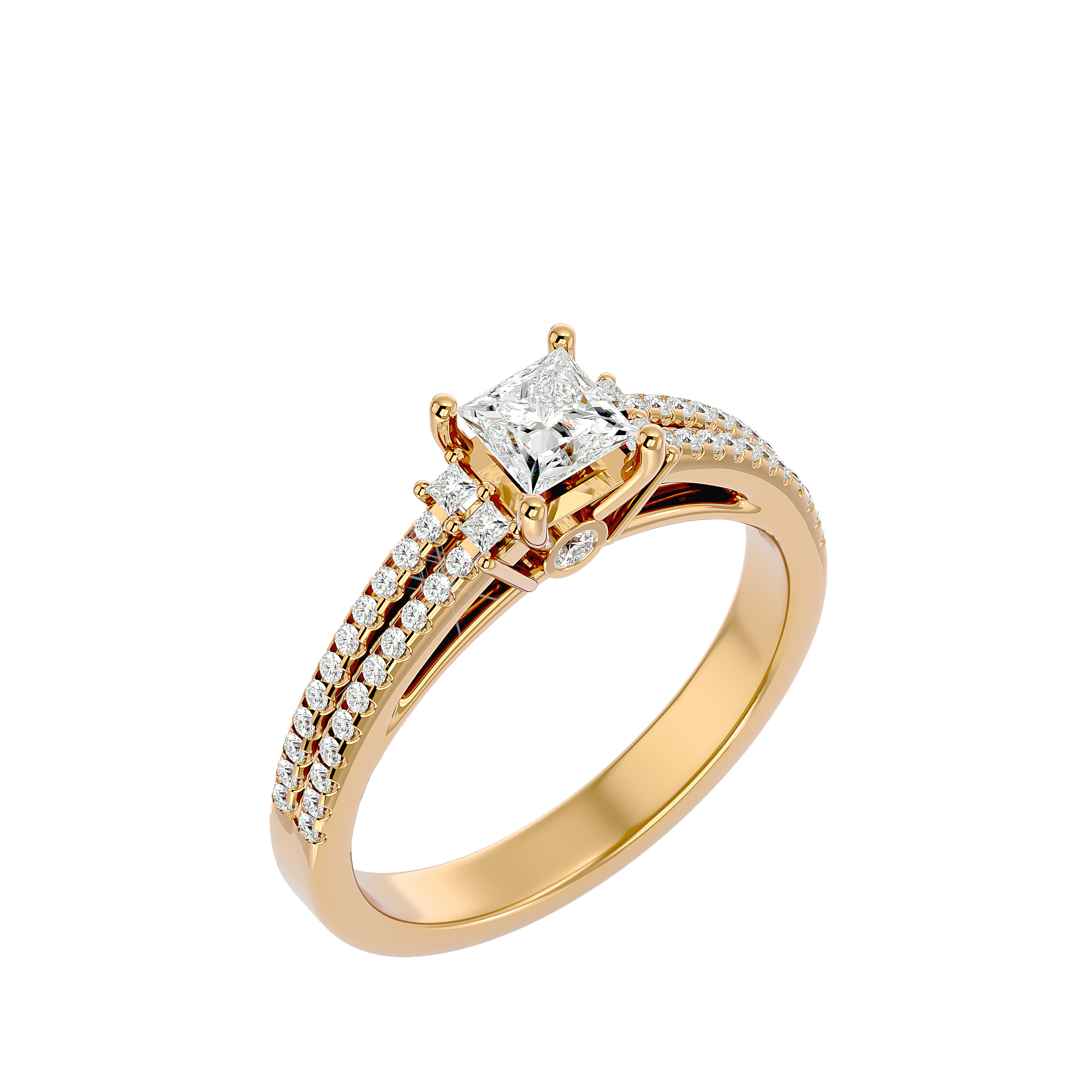 3/4 ctw Princess-Cut Lab Grown Diamond Side Stone Engagement Ring