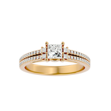 3/4 ctw Princess-Cut Lab Grown Diamond Side Stone Engagement Ring