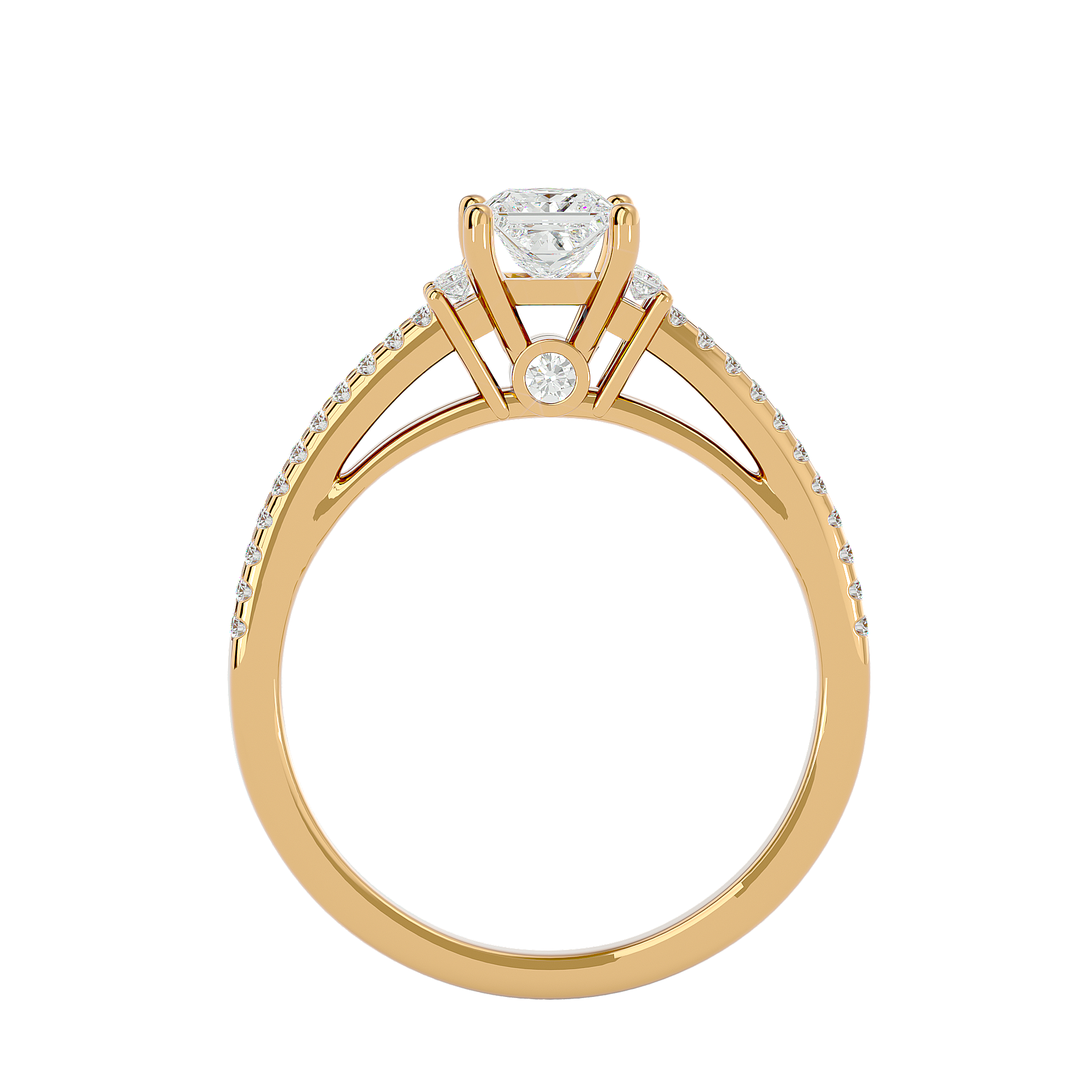 3/4 ctw Princess-Cut Lab Grown Diamond Side Stone Engagement Ring