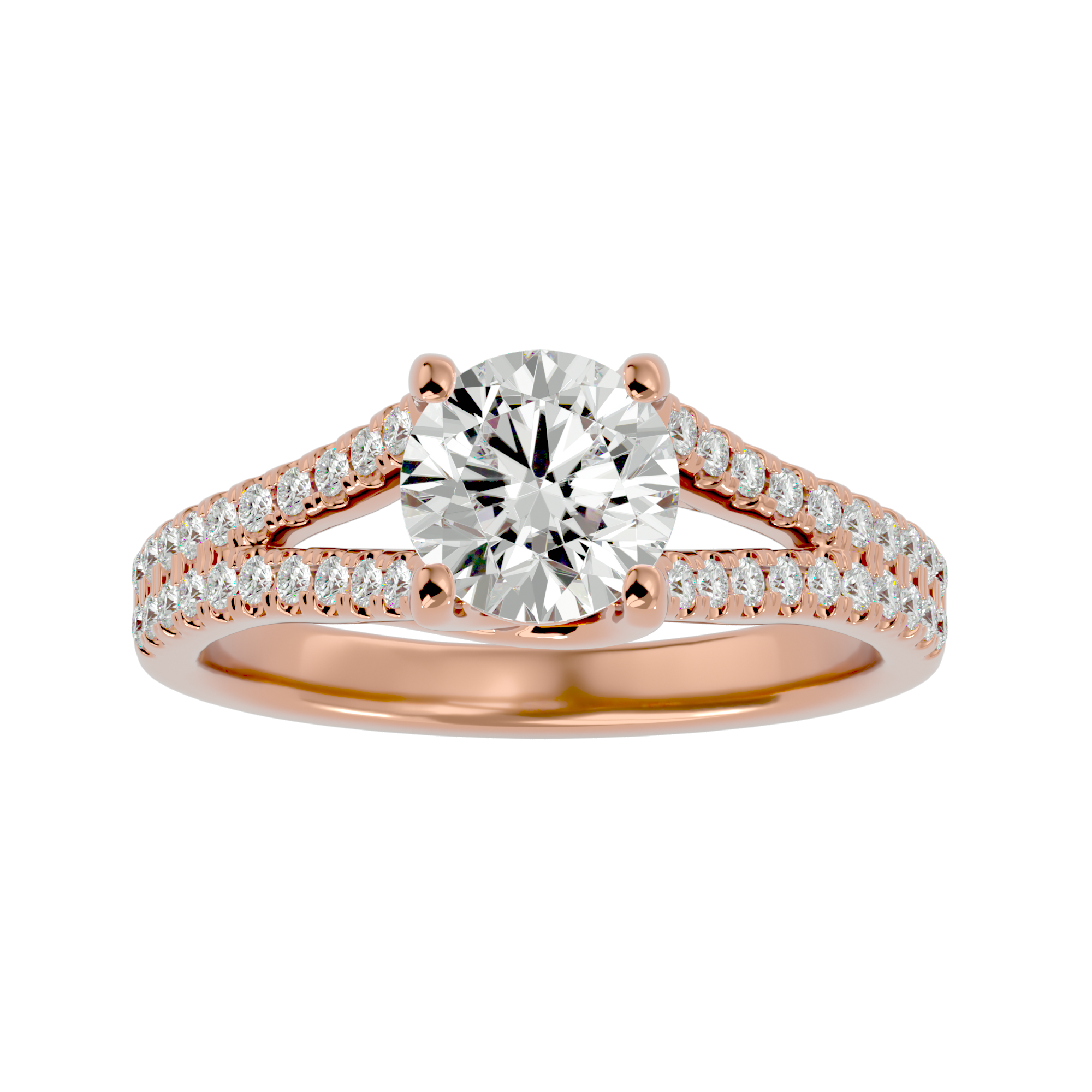 Round Lab Grown Diamond Side Stone Engagement Ring