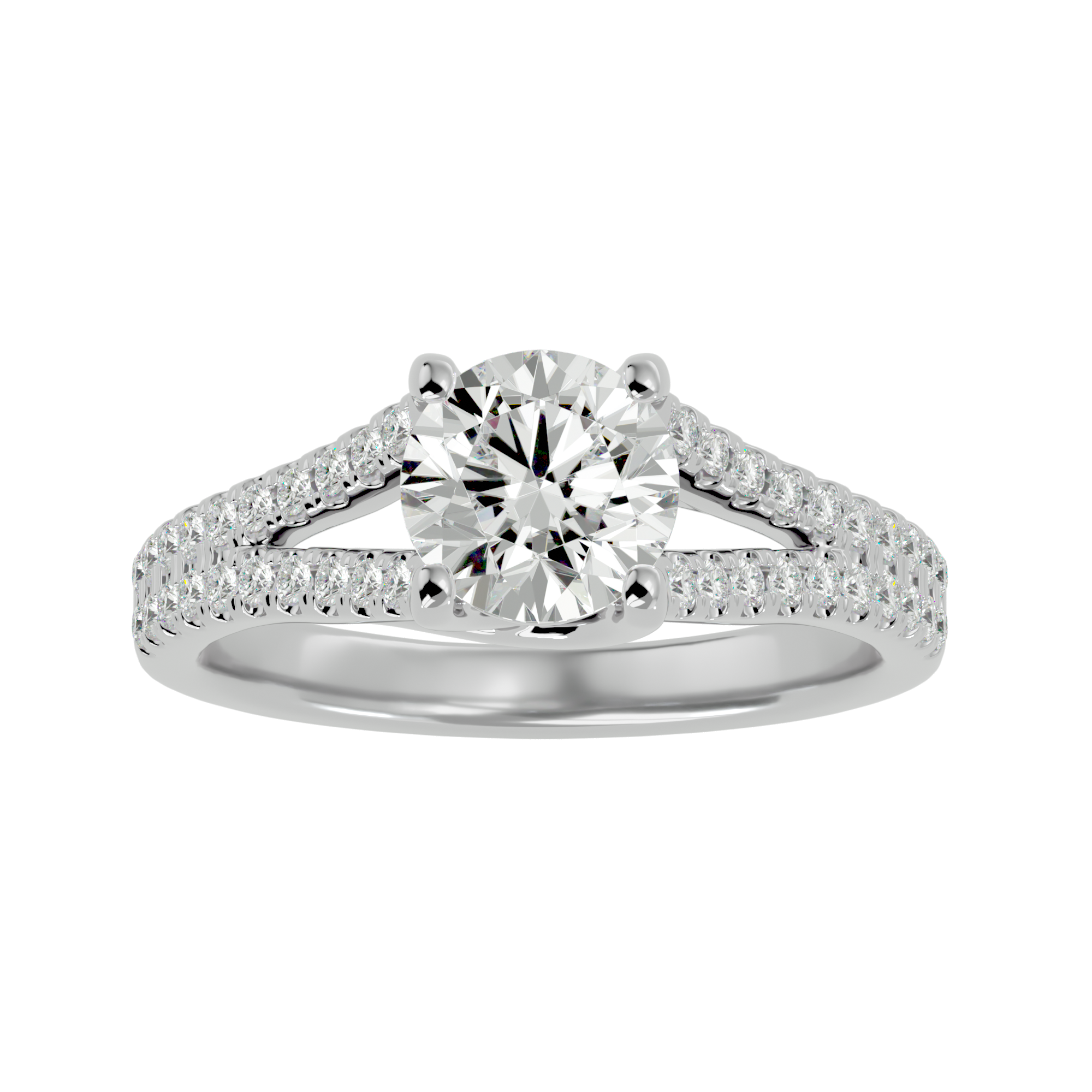 Round Lab Grown Diamond Side Stone Engagement Ring