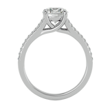 Round Lab Grown Diamond Side Stone Engagement Ring