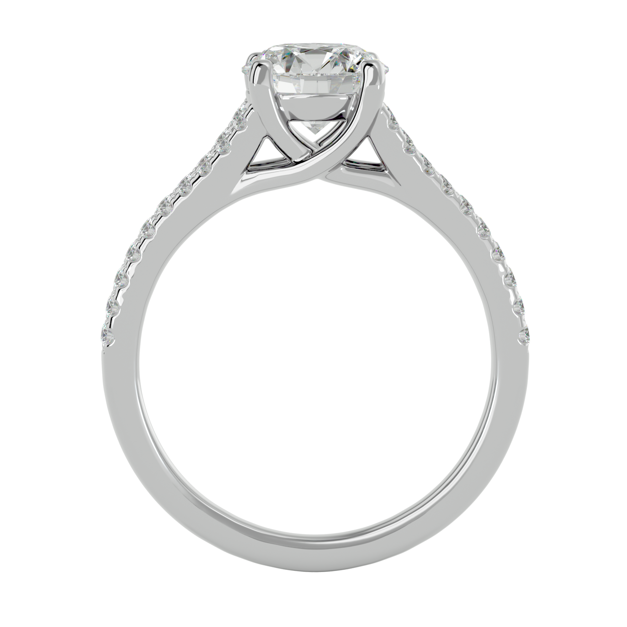 Round Lab Grown Diamond Side Stone Engagement Ring