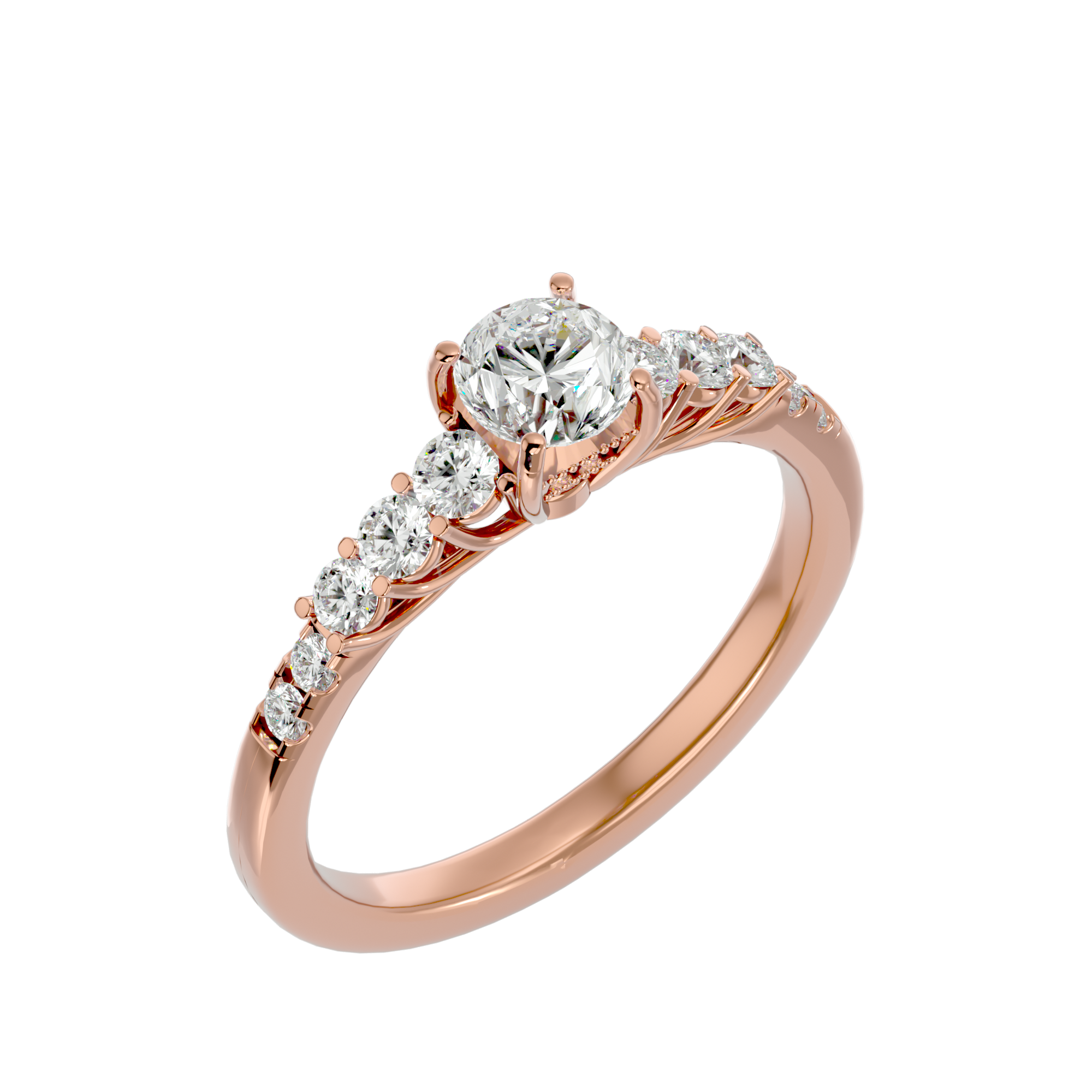1 1/2 ctw Round Lab Grown Diamond Side Stone Engagement Ring