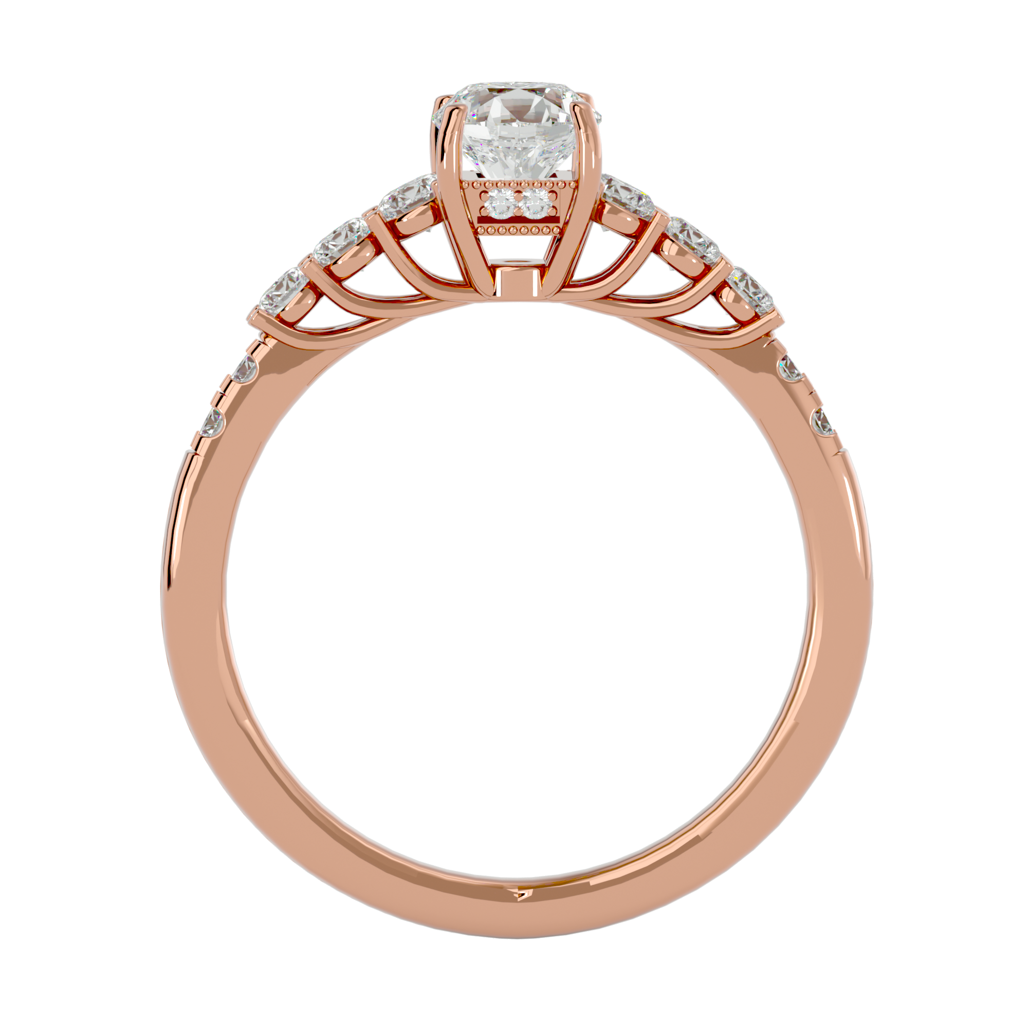 1 1/2 ctw Round Lab Grown Diamond Side Stone Engagement Ring