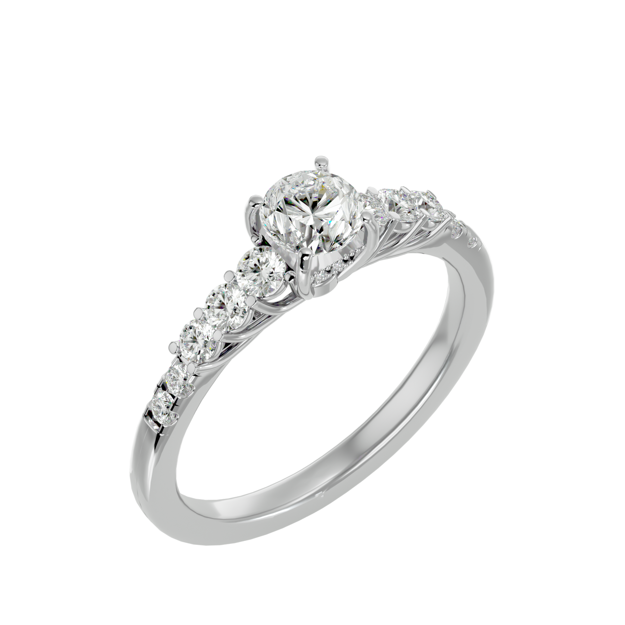 1 1/2 ctw Round Lab Grown Diamond Side Stone Engagement Ring