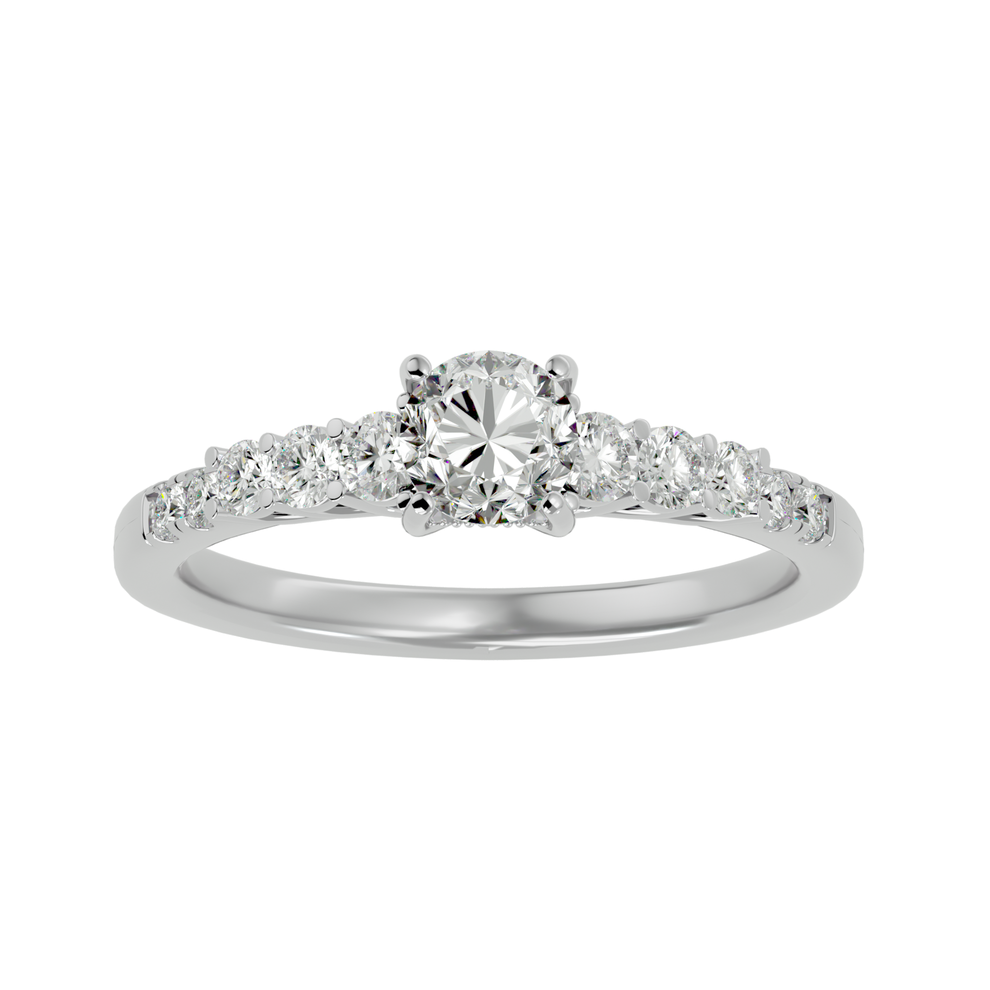1 1/2 ctw Round Lab Grown Diamond Side Stone Engagement Ring