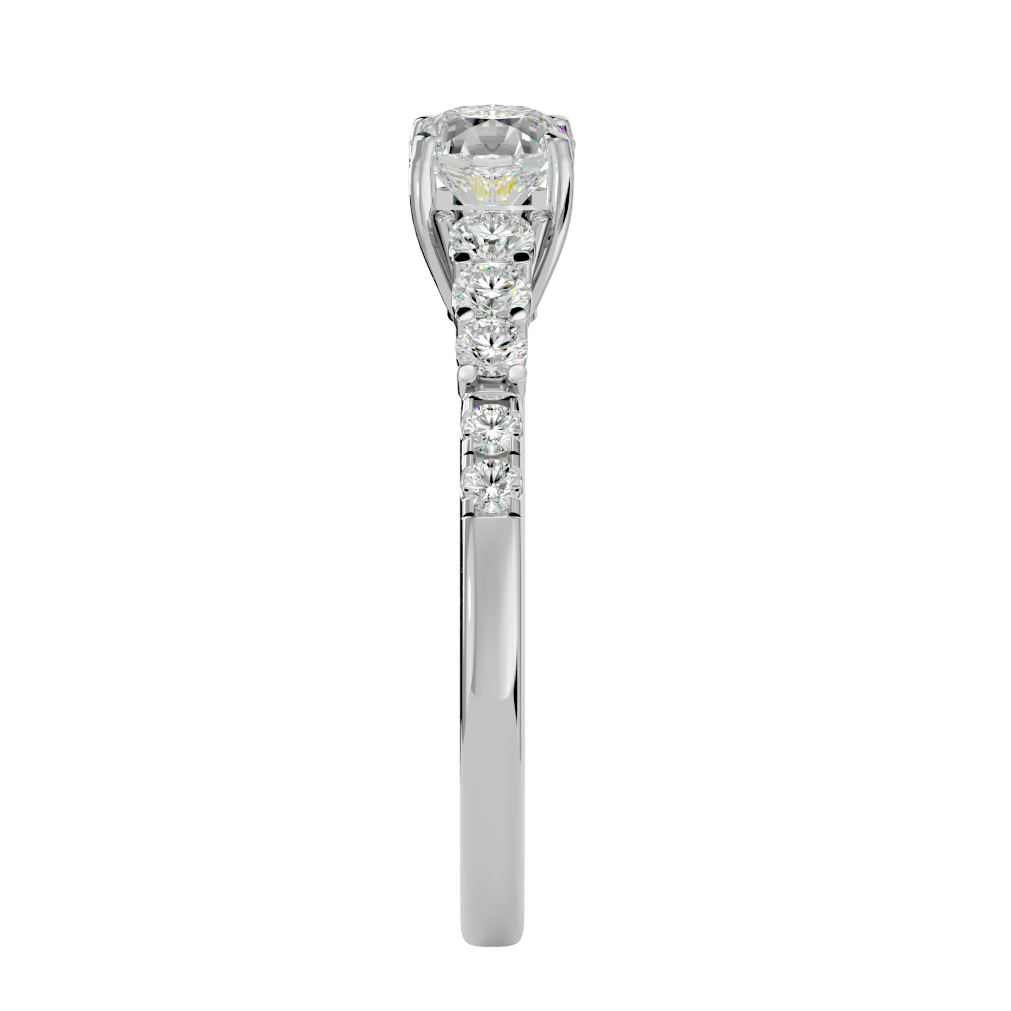 1 1/2 ctw Round Lab Grown Diamond Side Stone Engagement Ring
