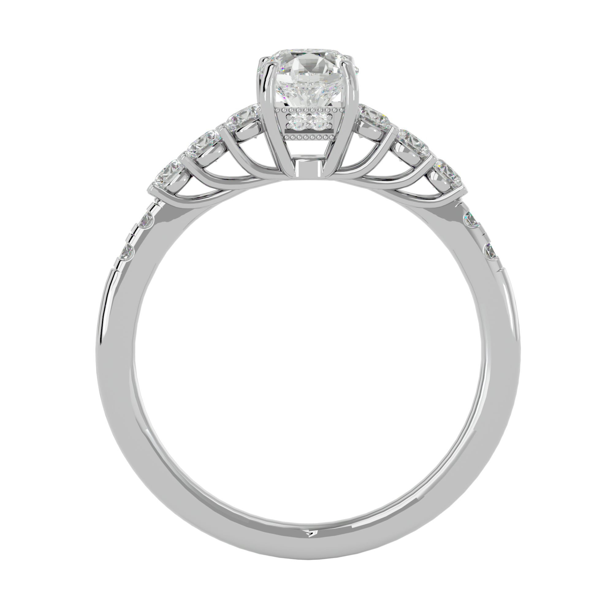 1 1/2 ctw Round Lab Grown Diamond Side Stone Engagement Ring