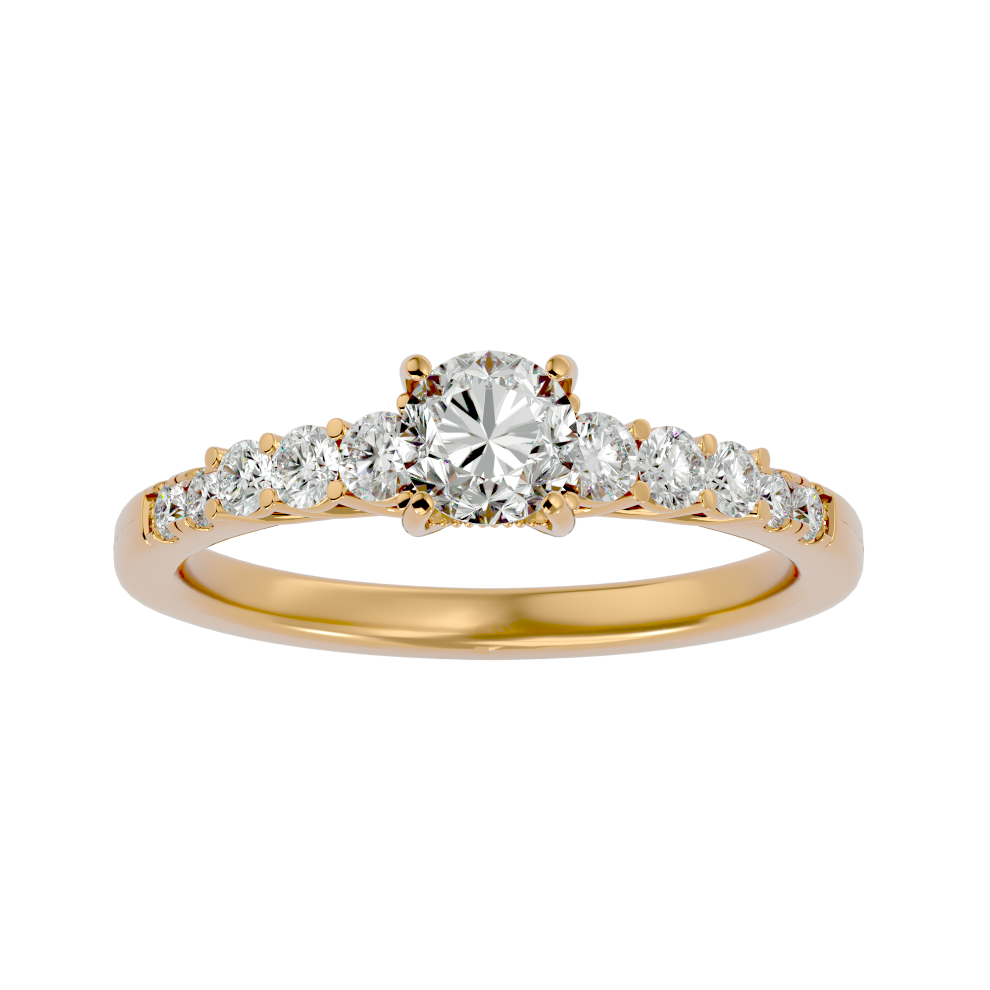 1 1/2 ctw Round Lab Grown Diamond Side Stone Engagement Ring