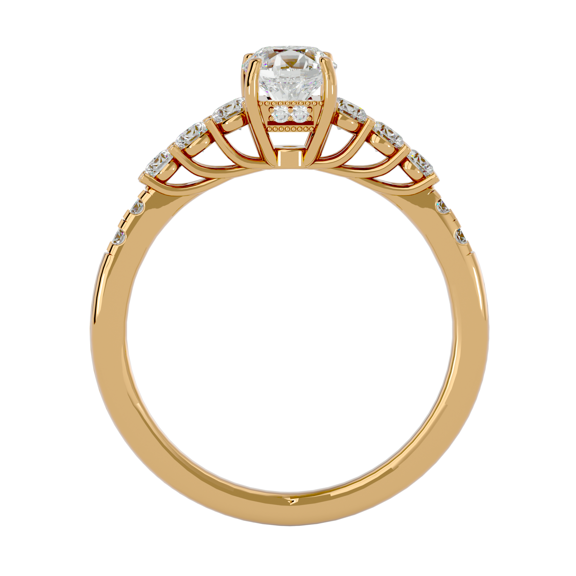 1 1/2 ctw Round Lab Grown Diamond Side Stone Engagement Ring