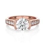 Round Lab Grown Diamond Side Stone Engagement Ring