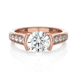 Round Lab Grown Diamond Side Stone Engagement Ring