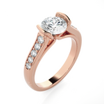 Round Lab Grown Diamond Side Stone Engagement Ring