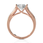 Round Lab Grown Diamond Side Stone Engagement Ring