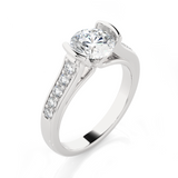 Round Lab Grown Diamond Side Stone Engagement Ring