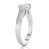 Round Lab Grown Diamond Side Stone Engagement Ring