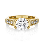 Round Lab Grown Diamond Side Stone Engagement Ring