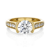 Round Lab Grown Diamond Side Stone Engagement Ring
