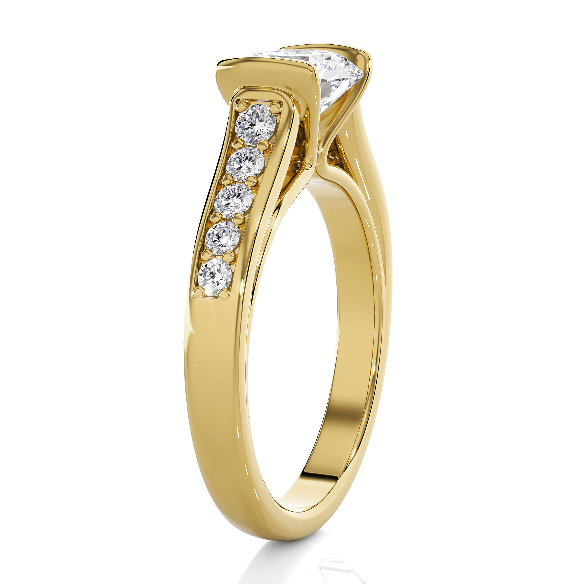 Round Lab Grown Diamond Side Stone Engagement Ring