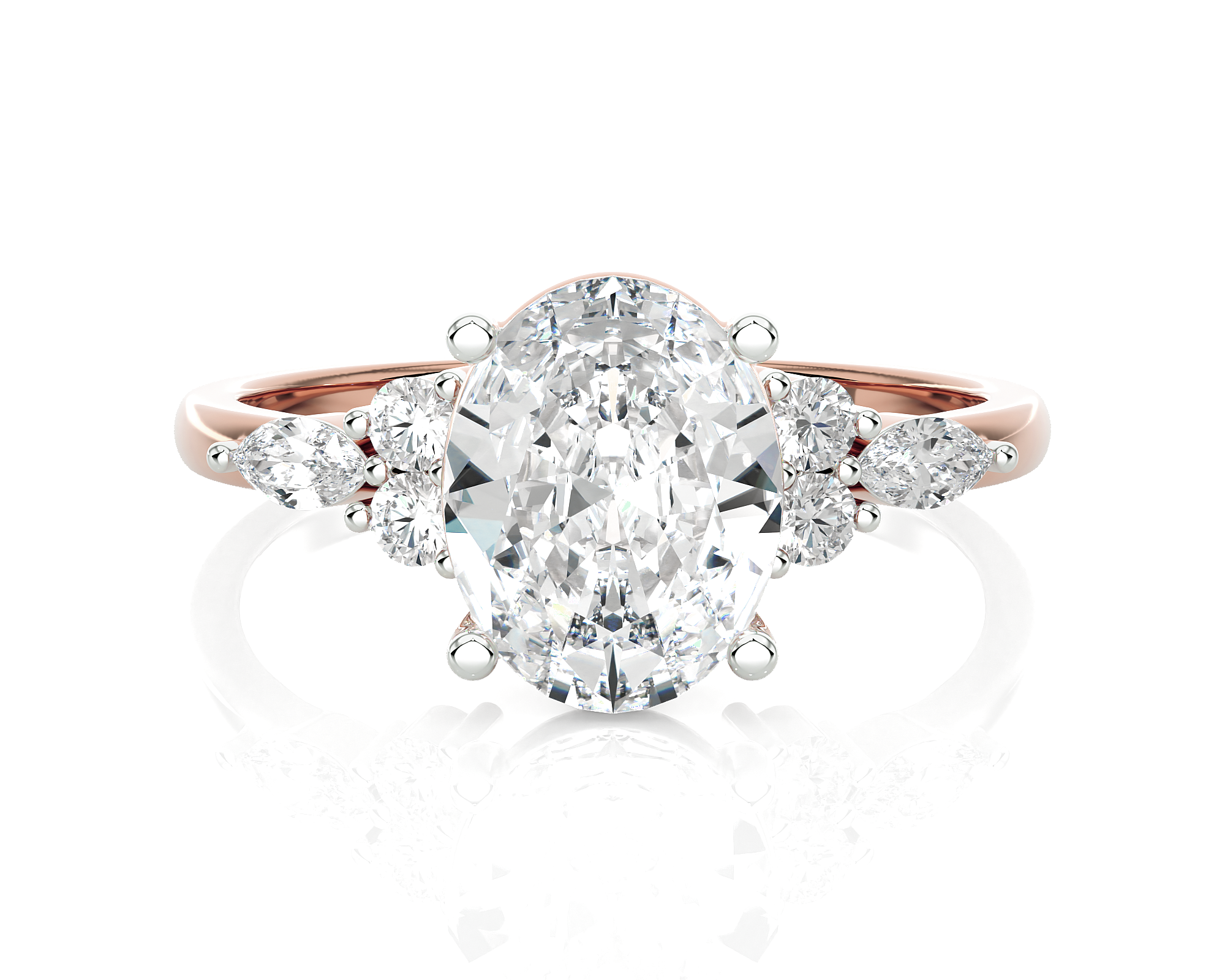 Oval Lab Grown Diamond Side Stone Engagement Ring