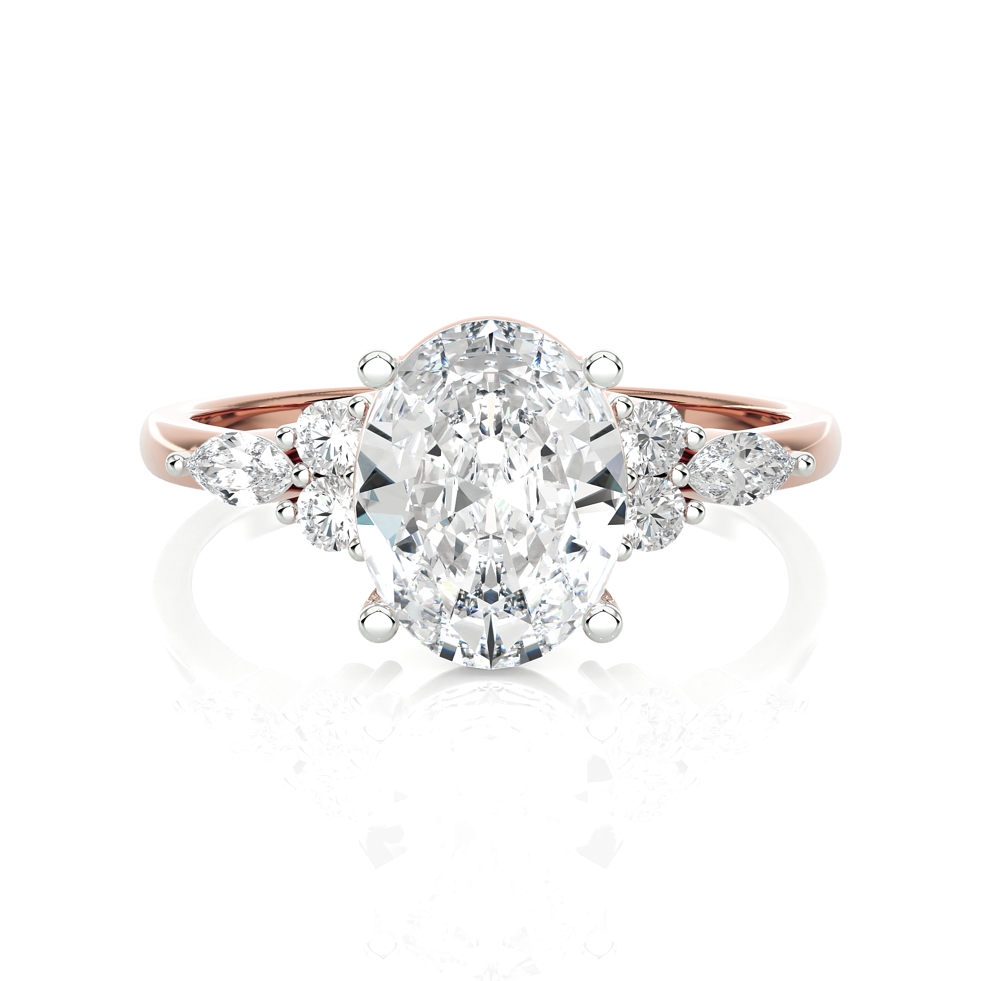 Oval Lab Grown Diamond Side Stone Engagement Ring