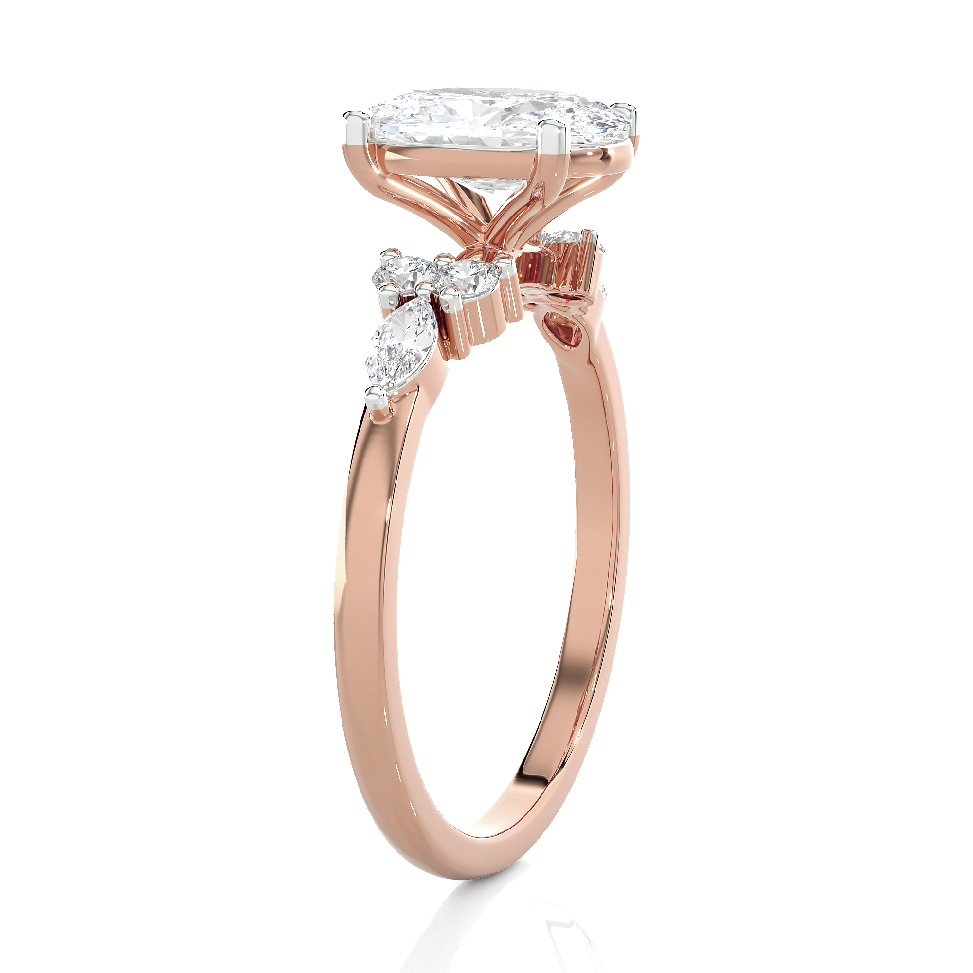 Oval Lab Grown Diamond Side Stone Engagement Ring