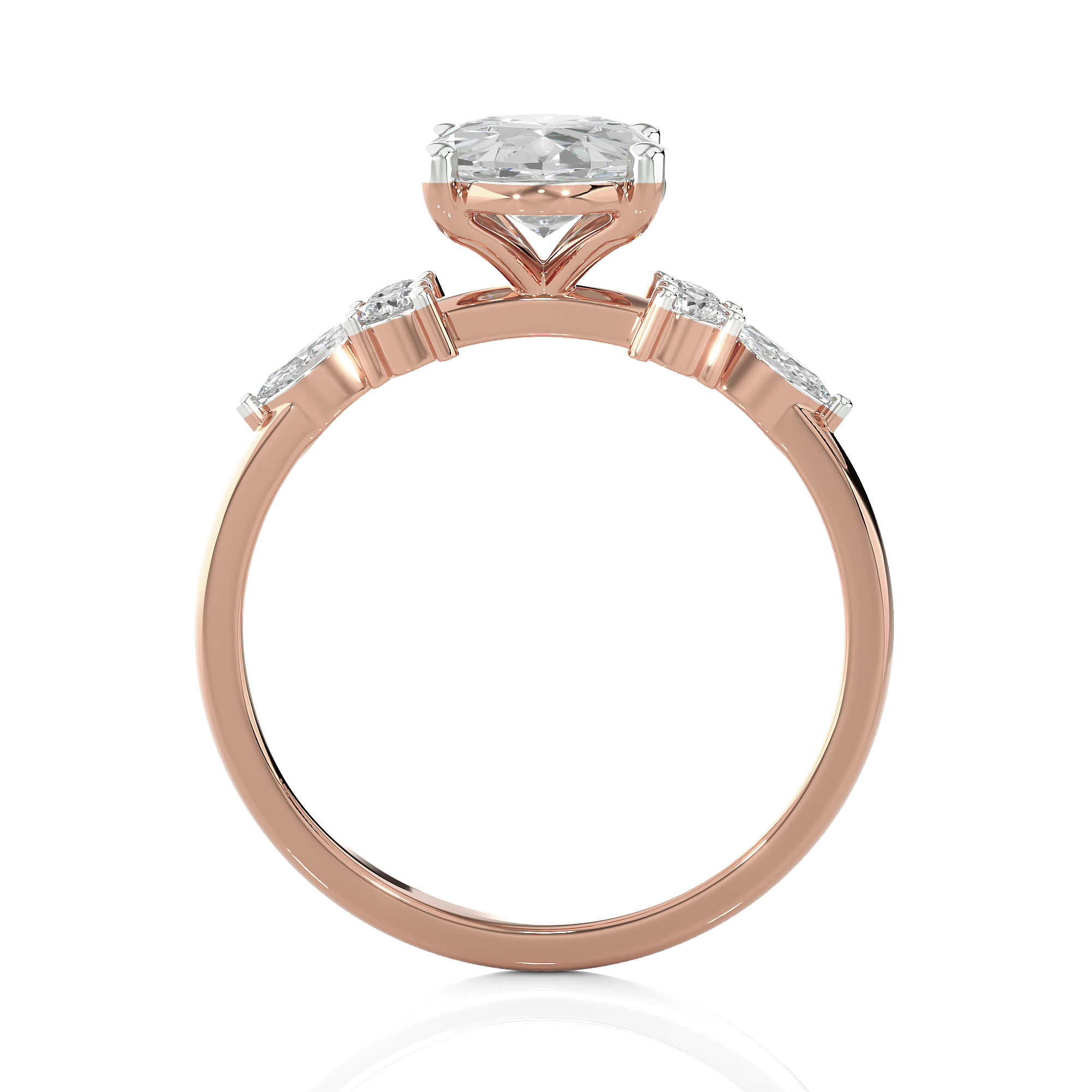 Oval Lab Grown Diamond Side Stone Engagement Ring
