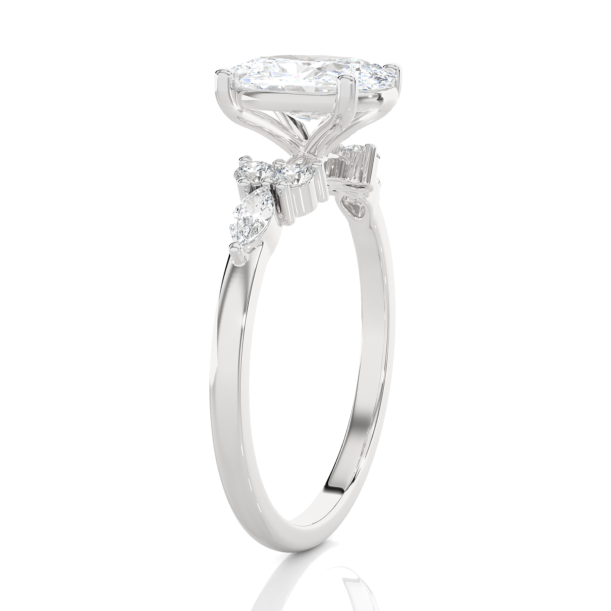 Oval Lab Grown Diamond Side Stone Engagement Ring