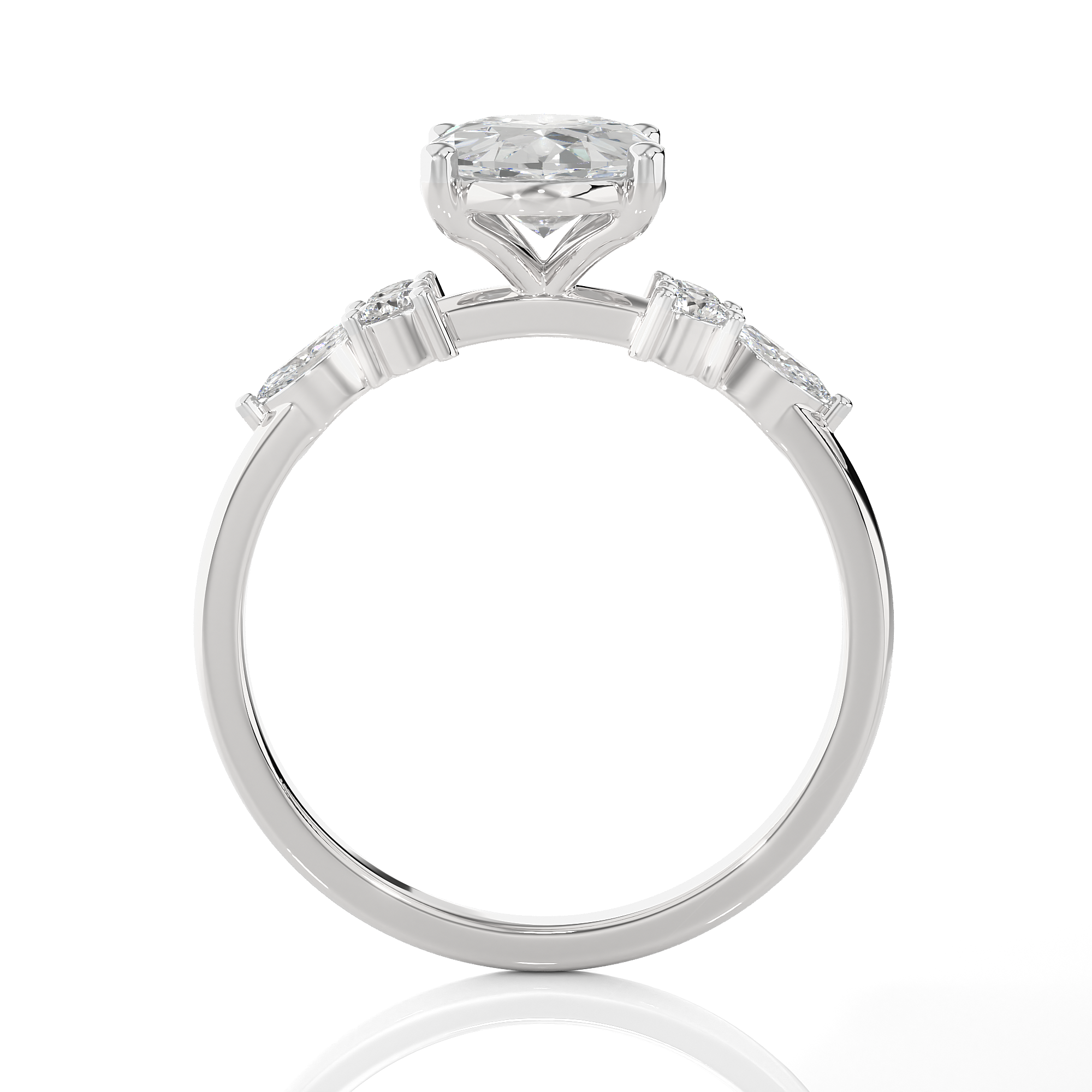 Oval Lab Grown Diamond Side Stone Engagement Ring
