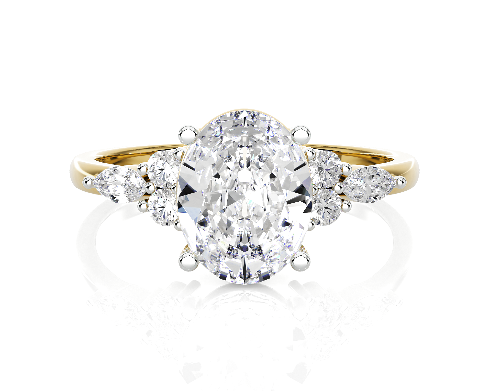 Oval Lab Grown Diamond Side Stone Engagement Ring