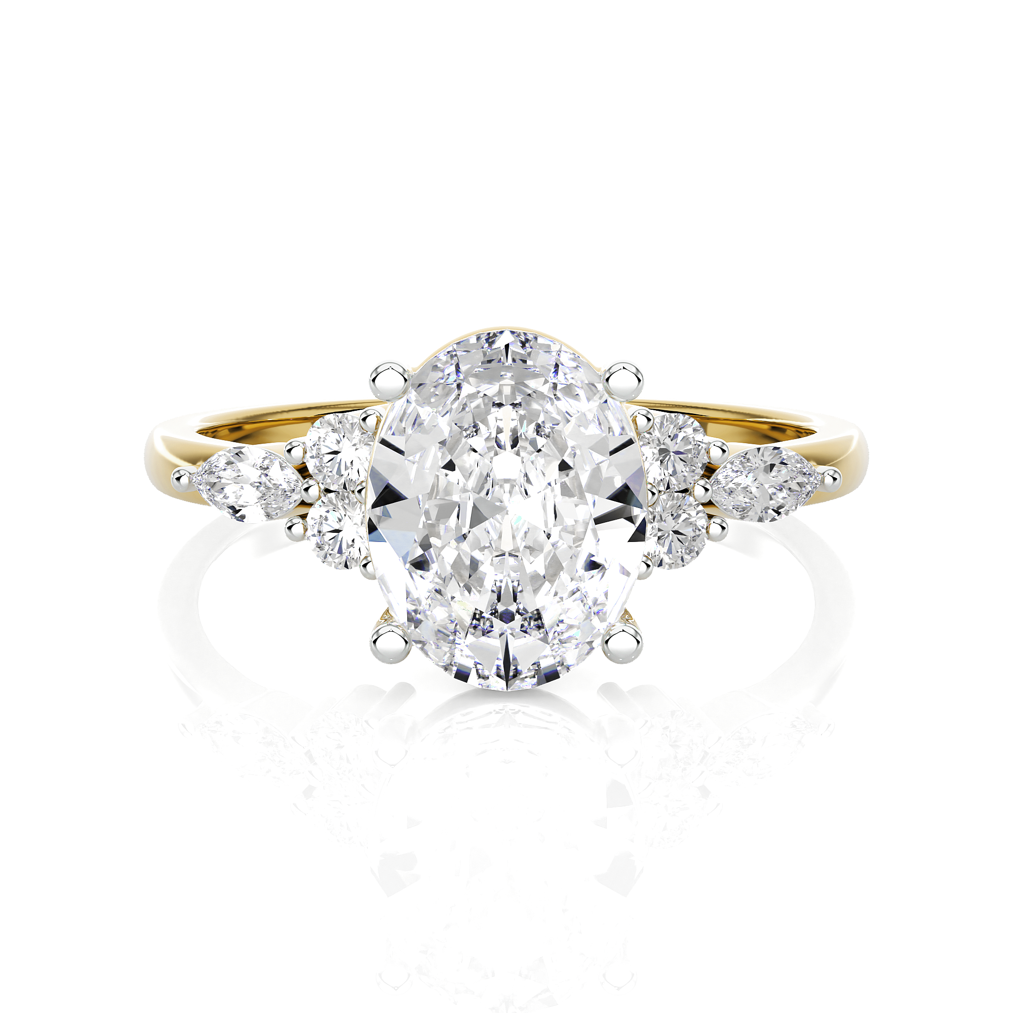 Oval Lab Grown Diamond Side Stone Engagement Ring