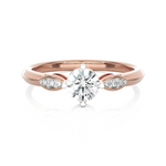 Round Lab Grown Diamond Side Stone Engagement Ring