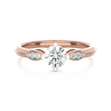 Round Lab Grown Diamond Side Stone Engagement Ring