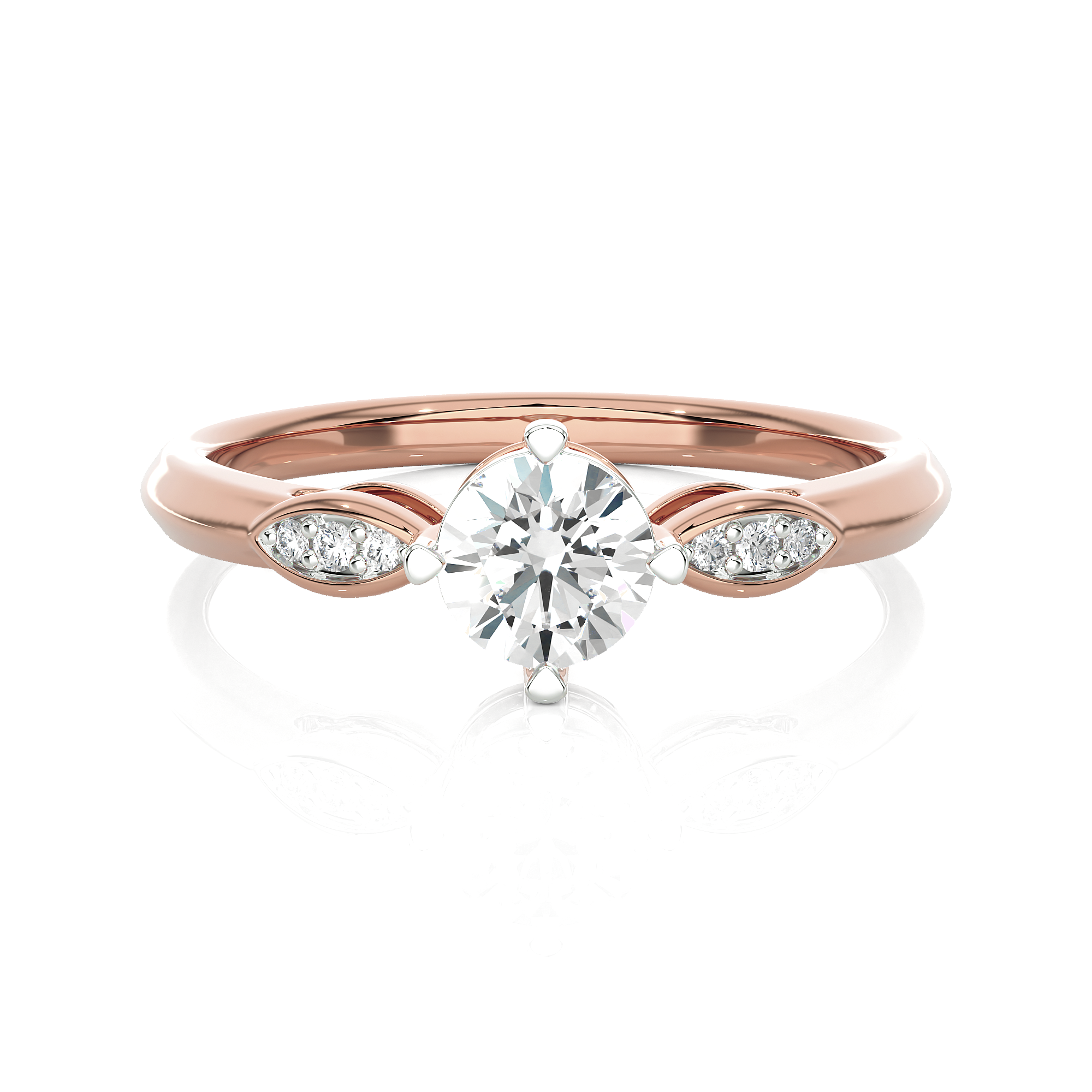 Round Lab Grown Diamond Side Stone Engagement Ring