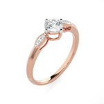 Round Lab Grown Diamond Side Stone Engagement Ring