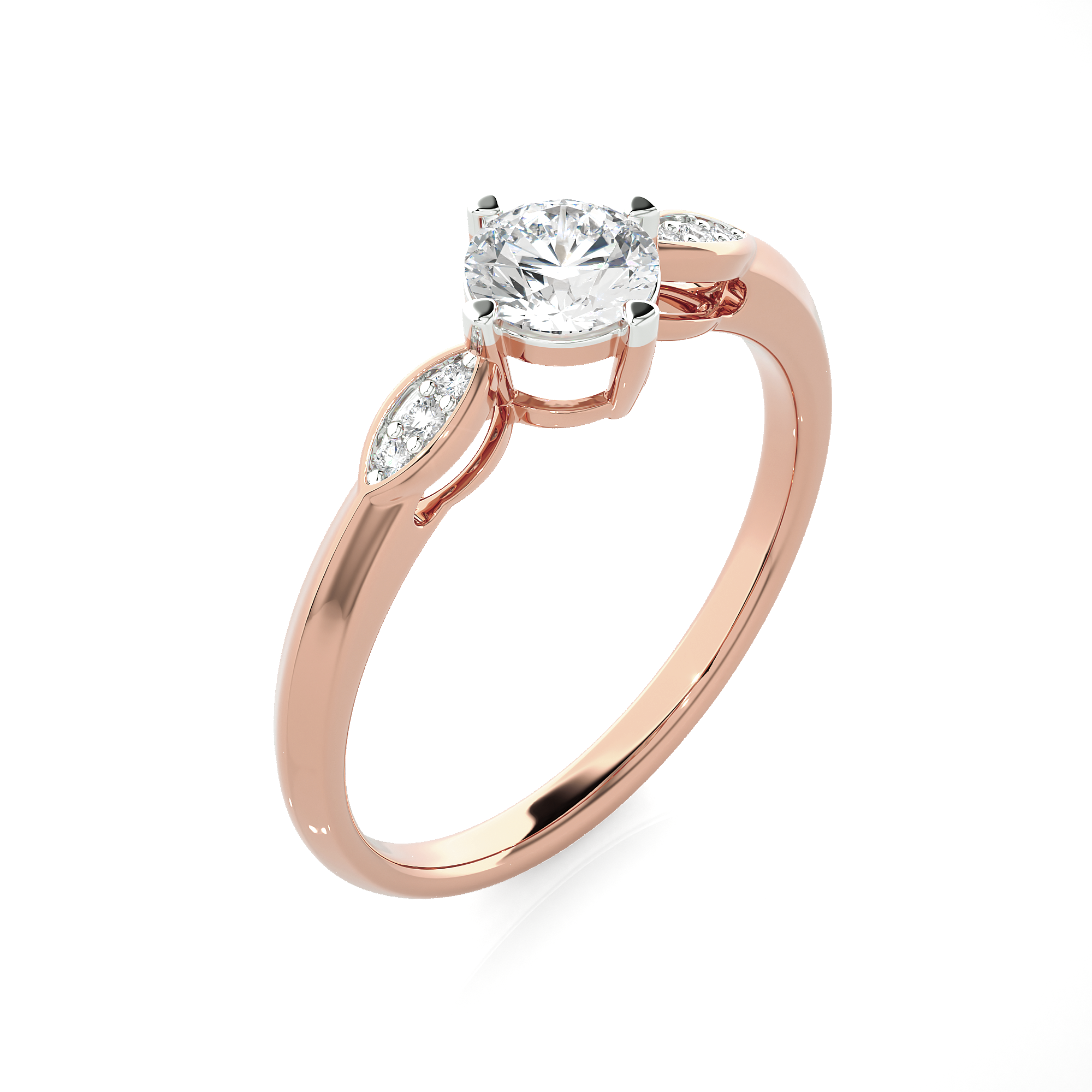 Round Lab Grown Diamond Side Stone Engagement Ring