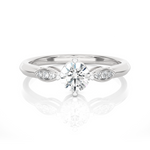 Round Lab Grown Diamond Side Stone Engagement Ring