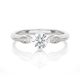 Round Lab Grown Diamond Side Stone Engagement Ring