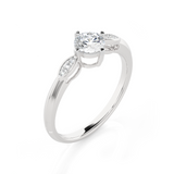 Round Lab Grown Diamond Side Stone Engagement Ring