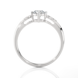Round Lab Grown Diamond Side Stone Engagement Ring