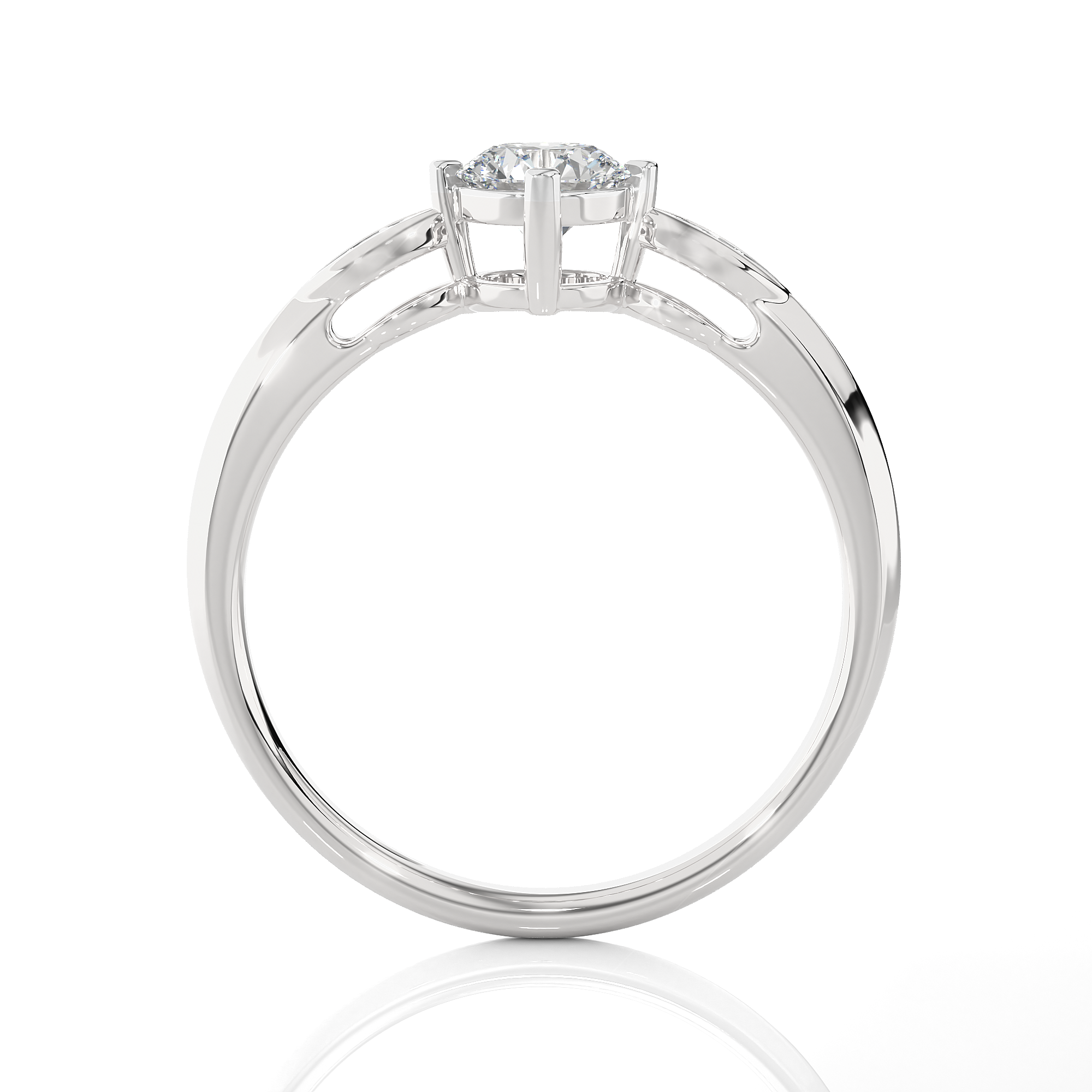 Round Lab Grown Diamond Side Stone Engagement Ring
