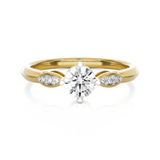 Round Lab Grown Diamond Side Stone Engagement Ring