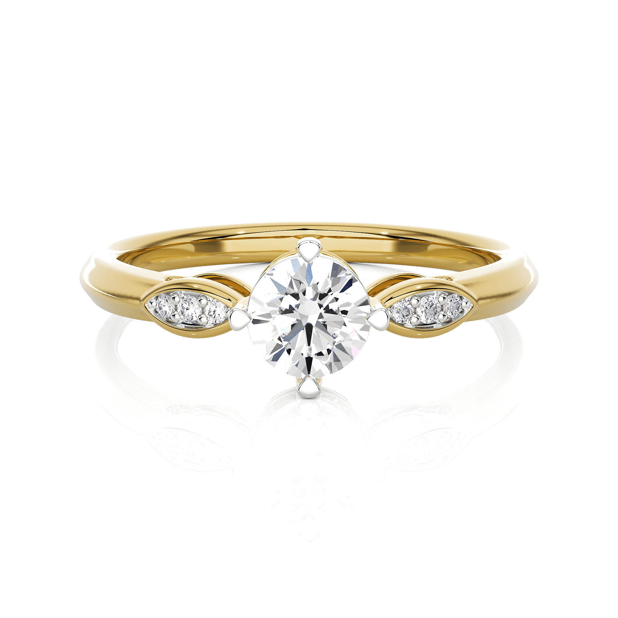 Round Lab Grown Diamond Side Stone Engagement Ring