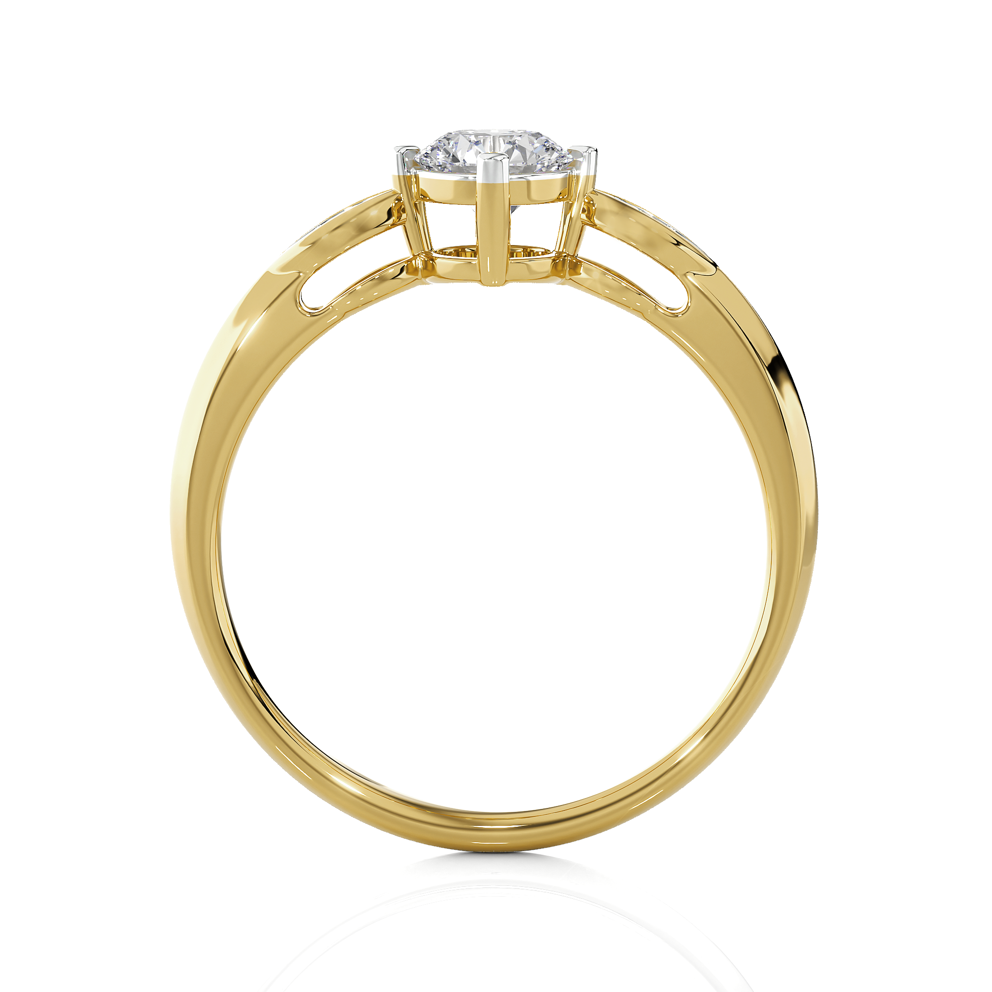 Round Lab Grown Diamond Side Stone Engagement Ring