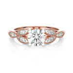 Round Lab Grown Diamond Side Stone Engagement Ring