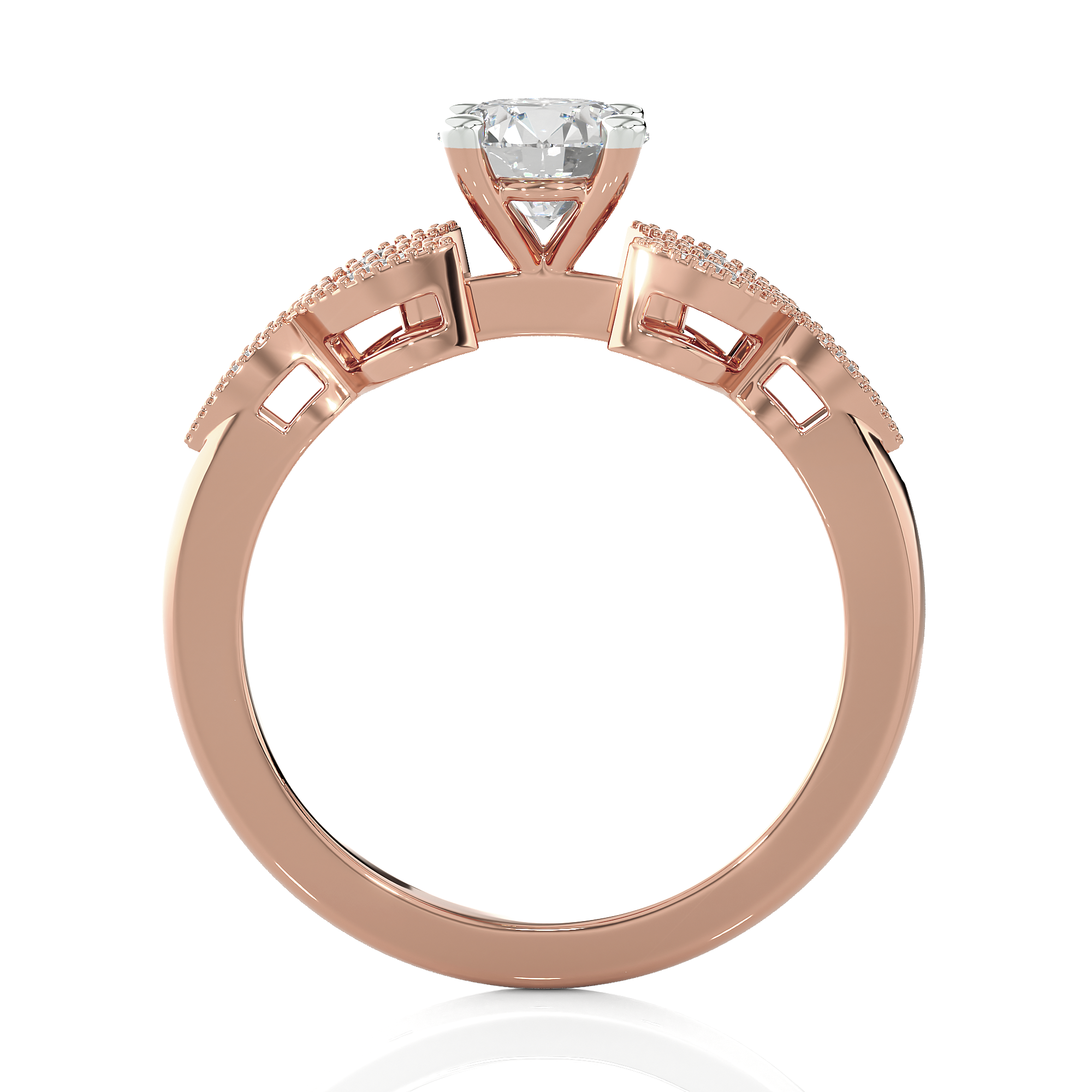 Round Lab Grown Diamond Side Stone Engagement Ring