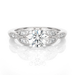 Round Lab Grown Diamond Side Stone Engagement Ring
