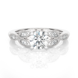 Round Lab Grown Diamond Side Stone Engagement Ring