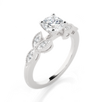 Round Lab Grown Diamond Side Stone Engagement Ring